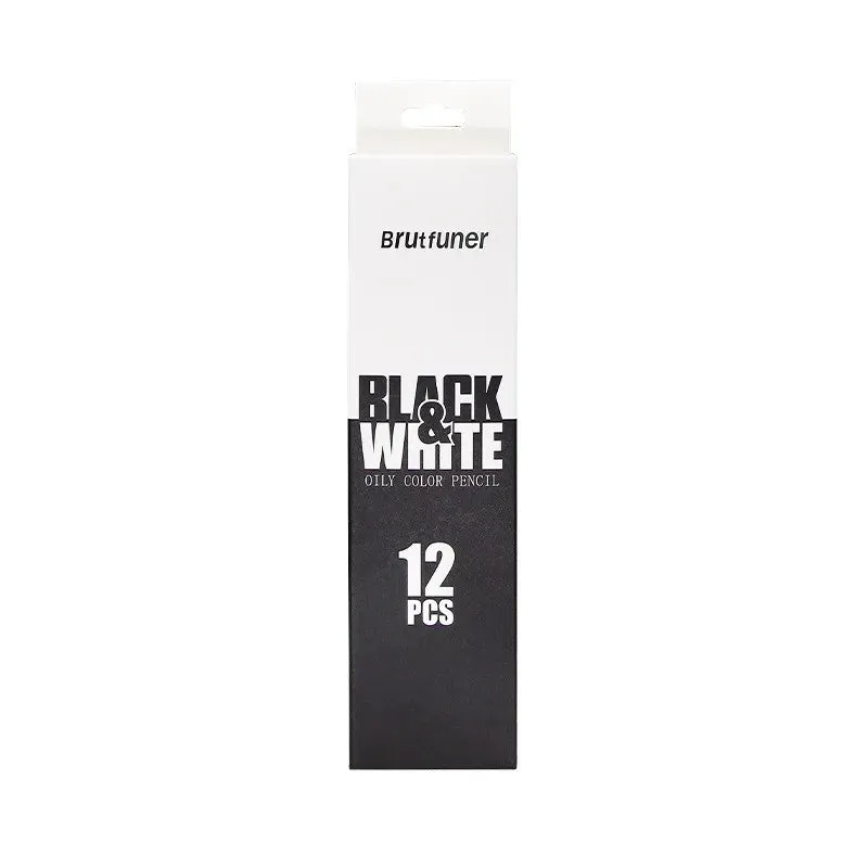 12 Pieces Black White Colour Pencils Permanent Drawing Pencil Set