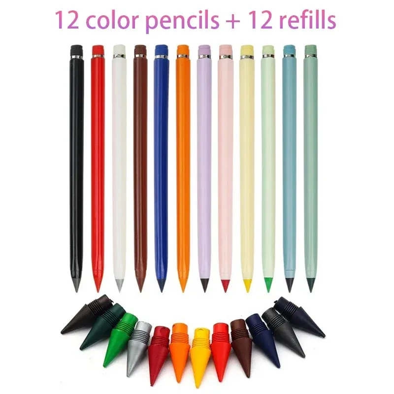 12/13 Colours Writing Pencil Set with Refills no Ink Novelty Eternal Art