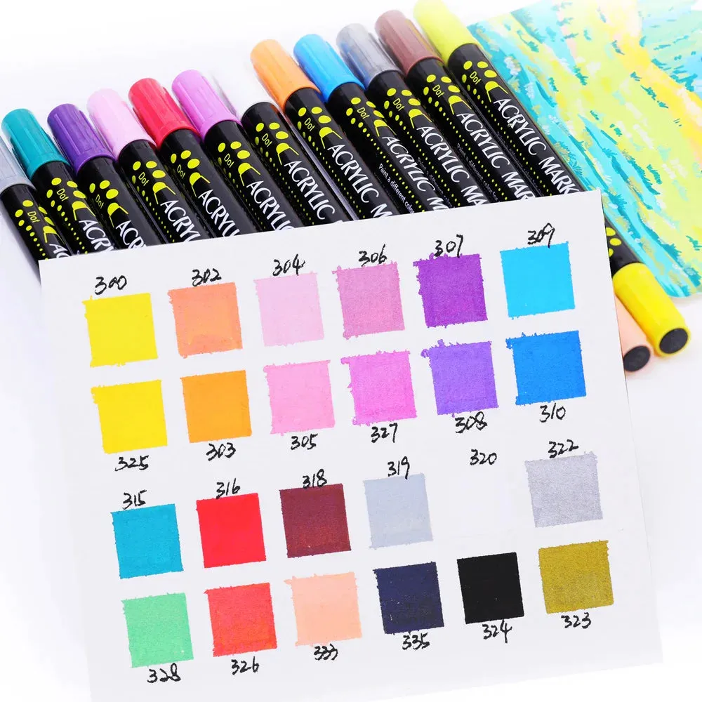 24 Dual Tip Acrylic Paint Pens for Diy Crafts 24 Colours