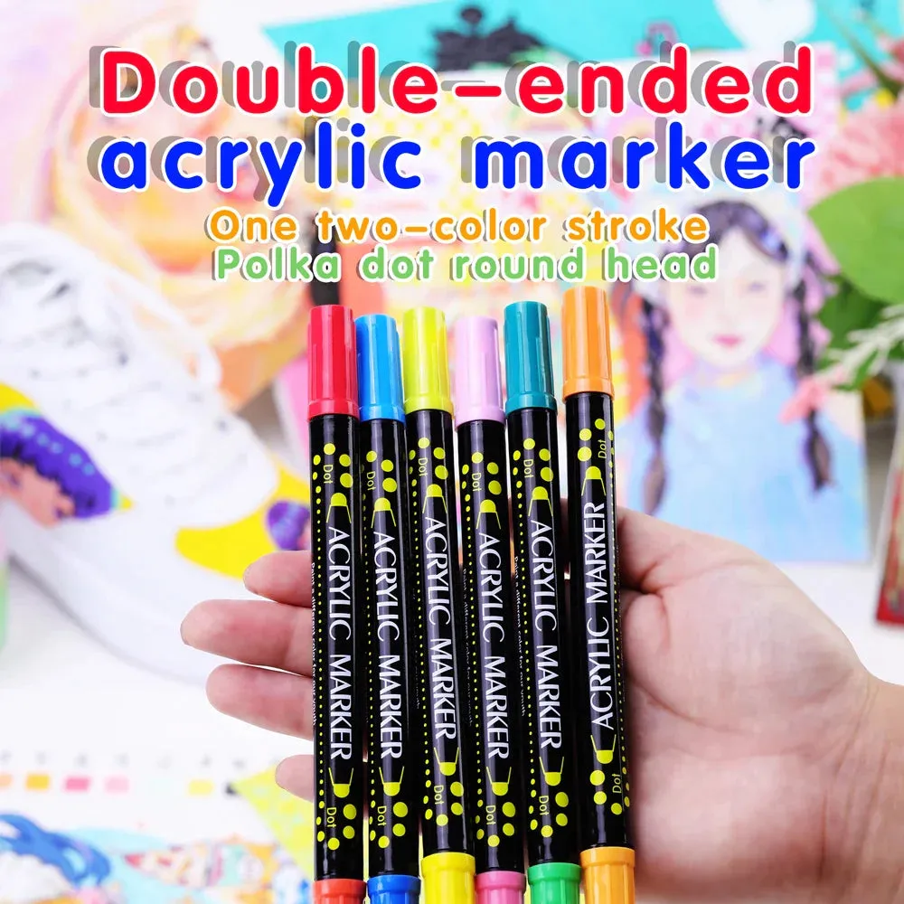 24 Dual Tip Acrylic Paint Pens for Diy Crafts 24 Colours