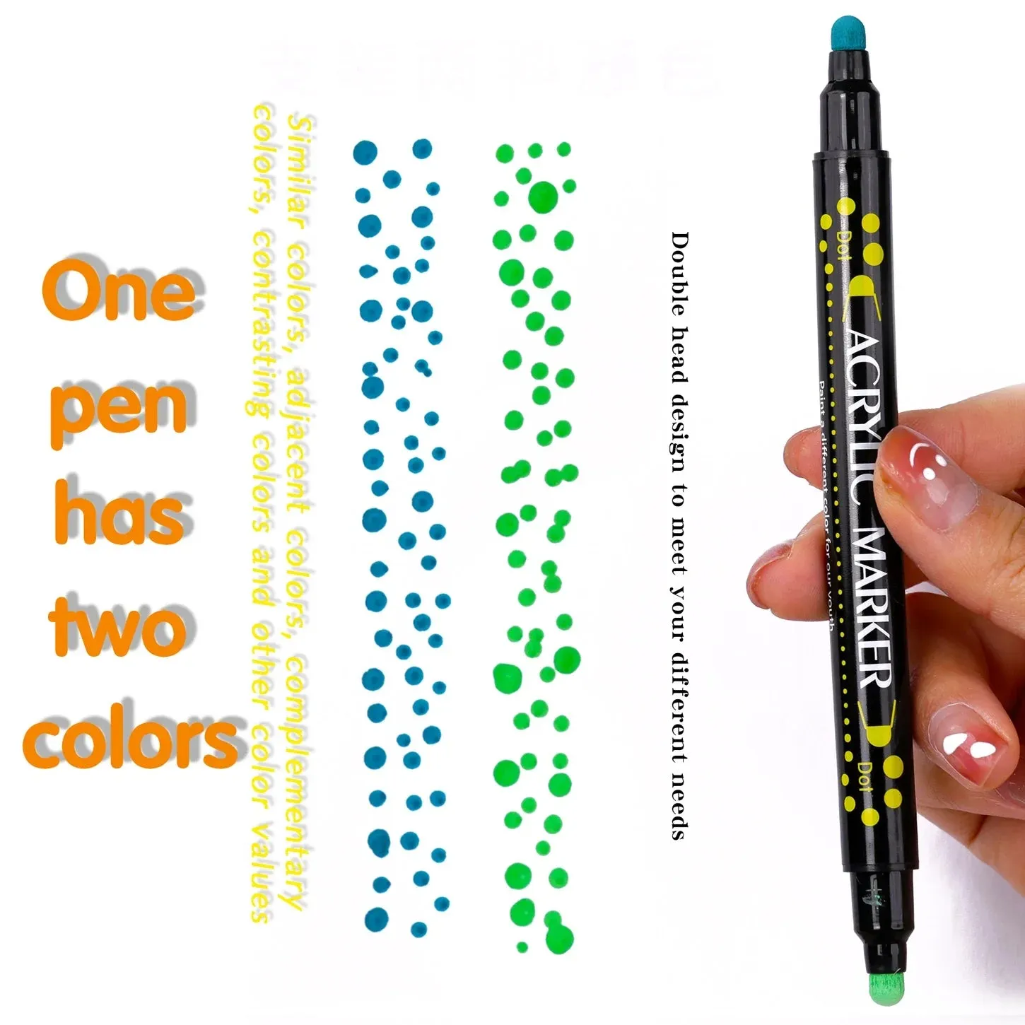 24 Dual Tip Acrylic Paint Pens for Diy Crafts 24 Colours