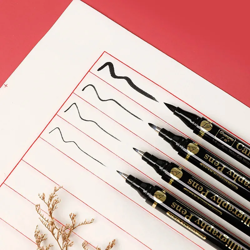 3 Piece Chinese Calligraphy Brush Pen Set for Beginners Double Head Black Ink 4 Sizes