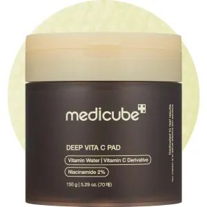 medicube Deep Vita C Facial Pads, Vitamin C Toner Pads for Uneven Skin Tone, 500,000PPM of vitamin water & 3 types of vitamin, Hydrating & Resurfacing (70 sheets)