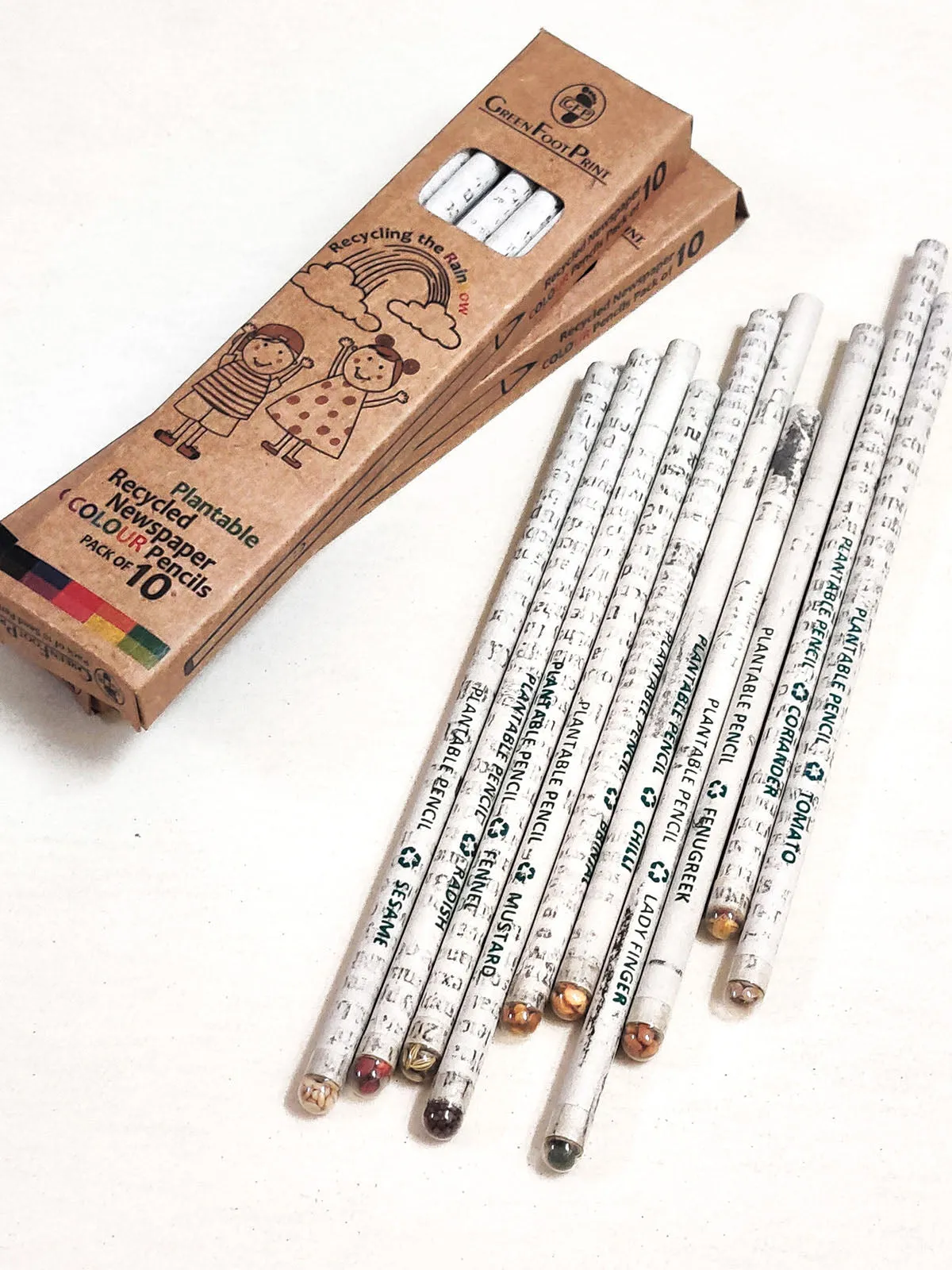 Recycled Newspaper Plantable Seed Color Pencils - Pack Of 10