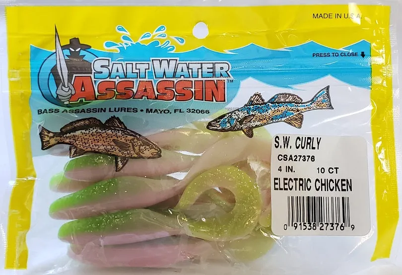 SaltWater Assassin Curly Tail Electric Chicken 4" 10pk