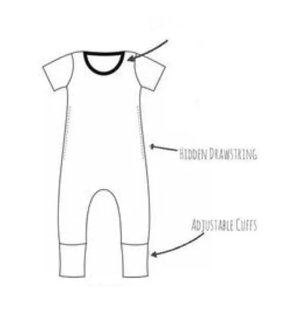 Zipper Leafy Greens Short Sleeve Grow Romper with Flutters